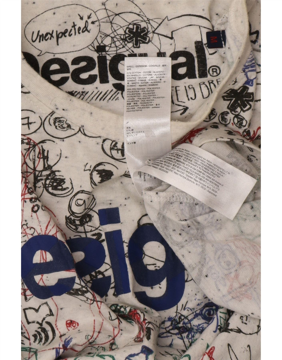 DESIGUAL Herren-T-Shirt mit abstraktem Muster, mittelweißer Baumwolle