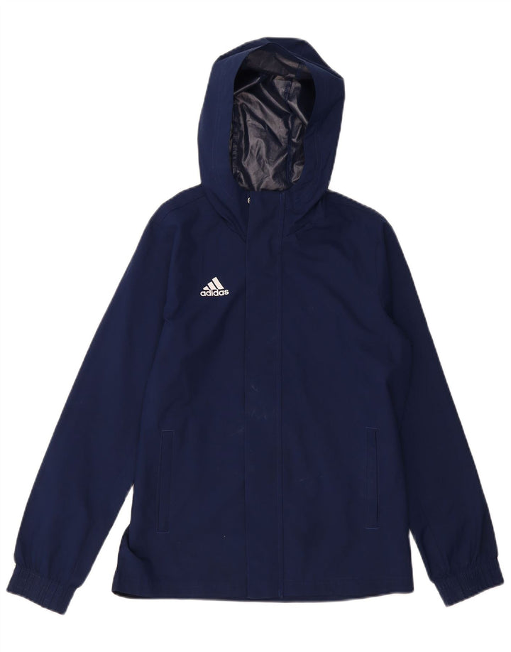 Adidas Regenjacke mit Kapuze für Jungen, 11–12 Jahre, marineblaues Polyester