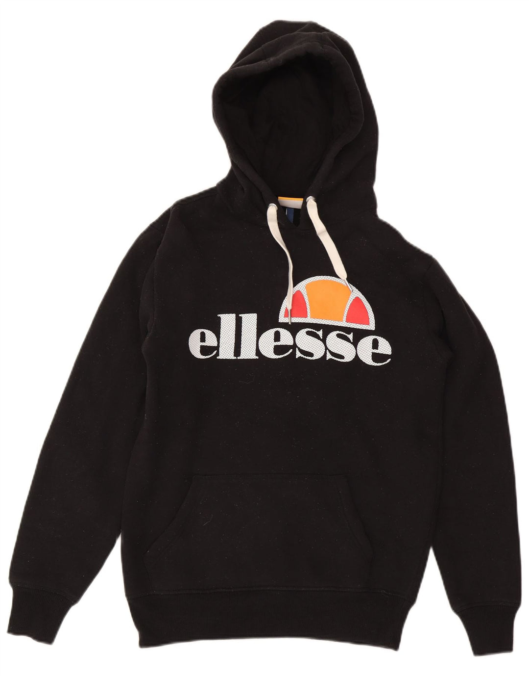 Ellesse Herren-Kapuzenpullover mit Grafik, Größe S, schwarze Baumwolle