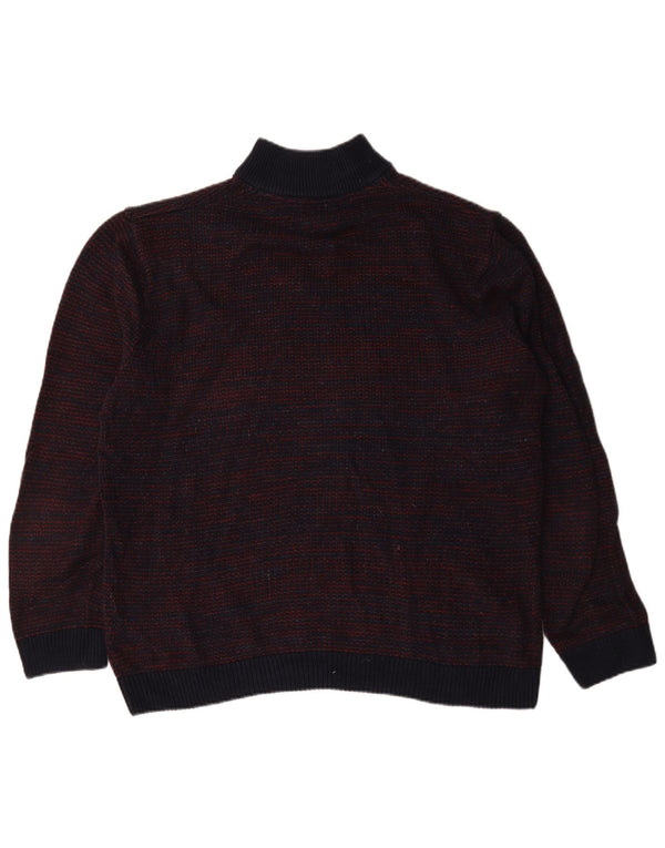 Marks & Spencer Herren-Pullover mit Reißverschluss am Hals, XL, marineblau gesprenkelte Baumwolle