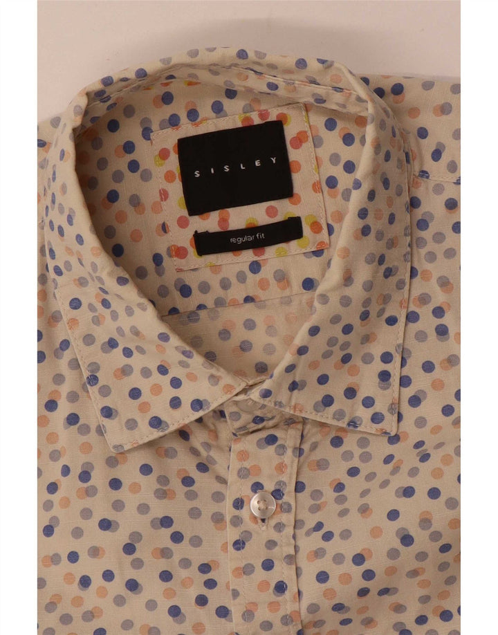 Sisley Herren Regular Fit Hemd Mittelbeige gepunktet