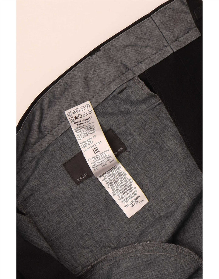 Marks & Spencer Herren-Anzughose, gerade, normal, W34, L31, Schwarz, Polyester