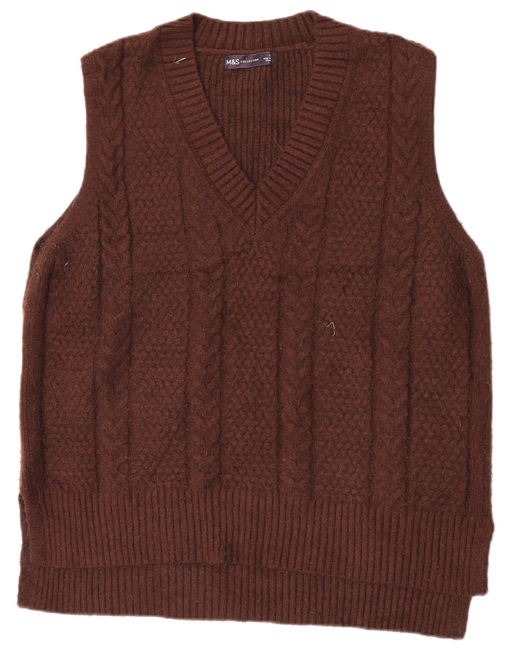 Marks & Spencer Damen Weste Tank Top UK 16 Large Braun Polyester
