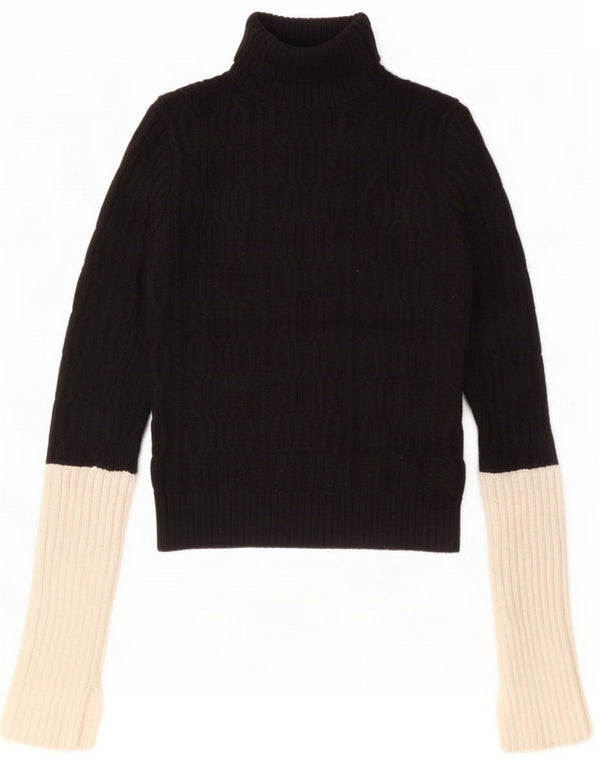 Zara Damen Crop Rollkragenpullover Pullover UK 10 Small Black Colourblock