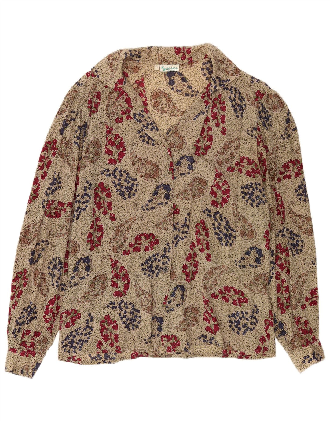 Vintage Damen Hemdbluse IT 46 Large Beige Floral