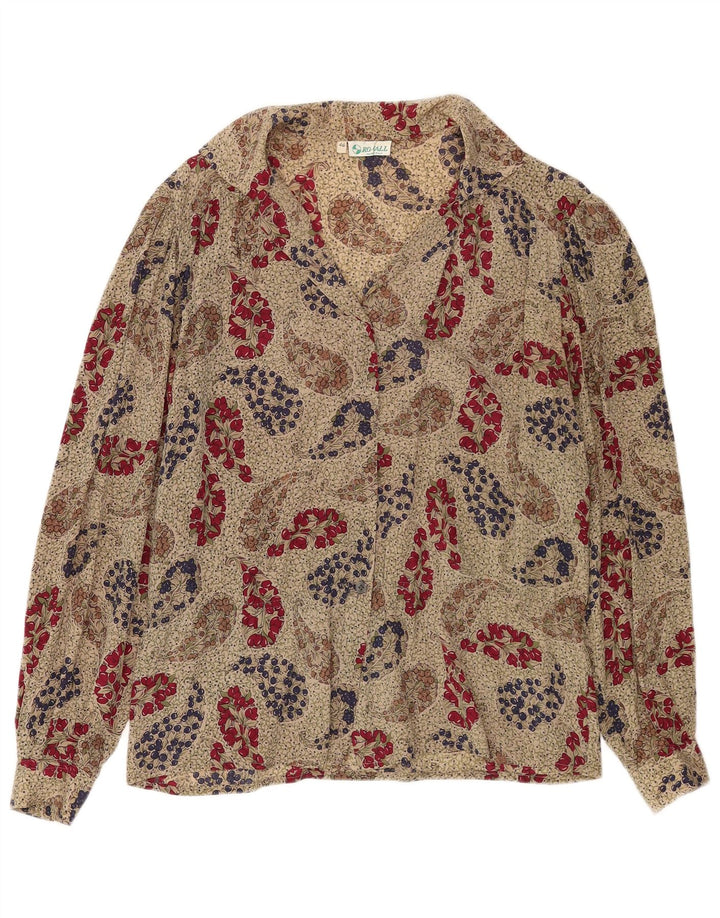 Vintage Damen Hemdbluse IT 46 Large Beige Floral