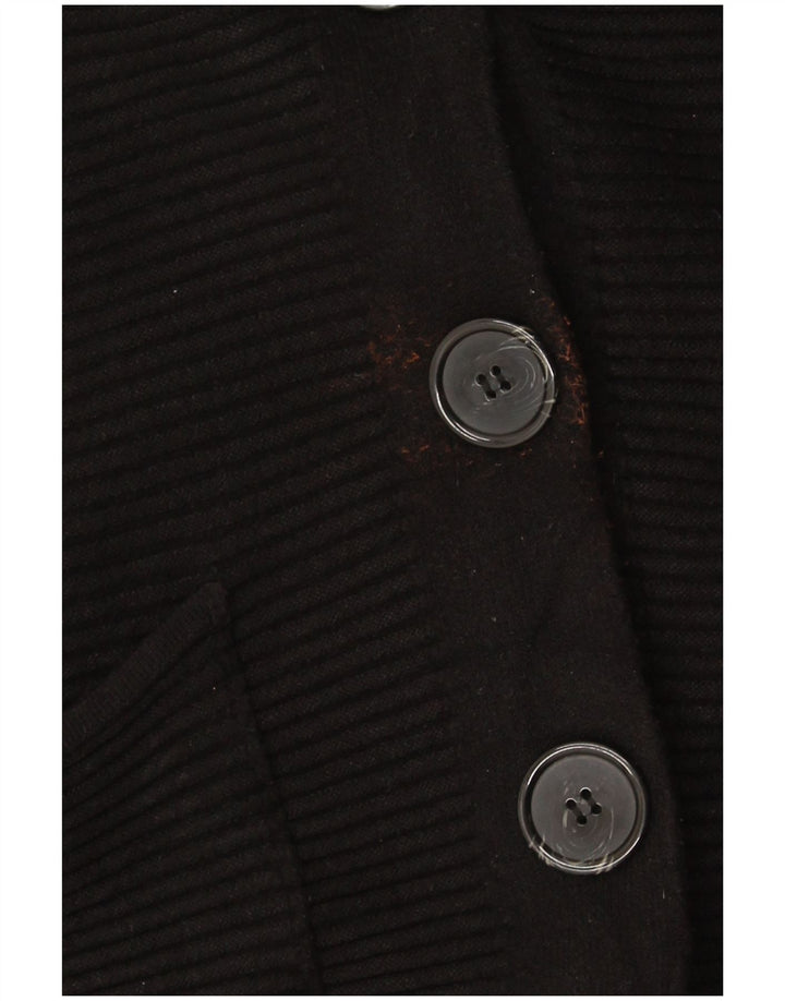 Zara Damen Crop Oversized Cardigan Pullover UK 10 Small Schwarz Klassisch