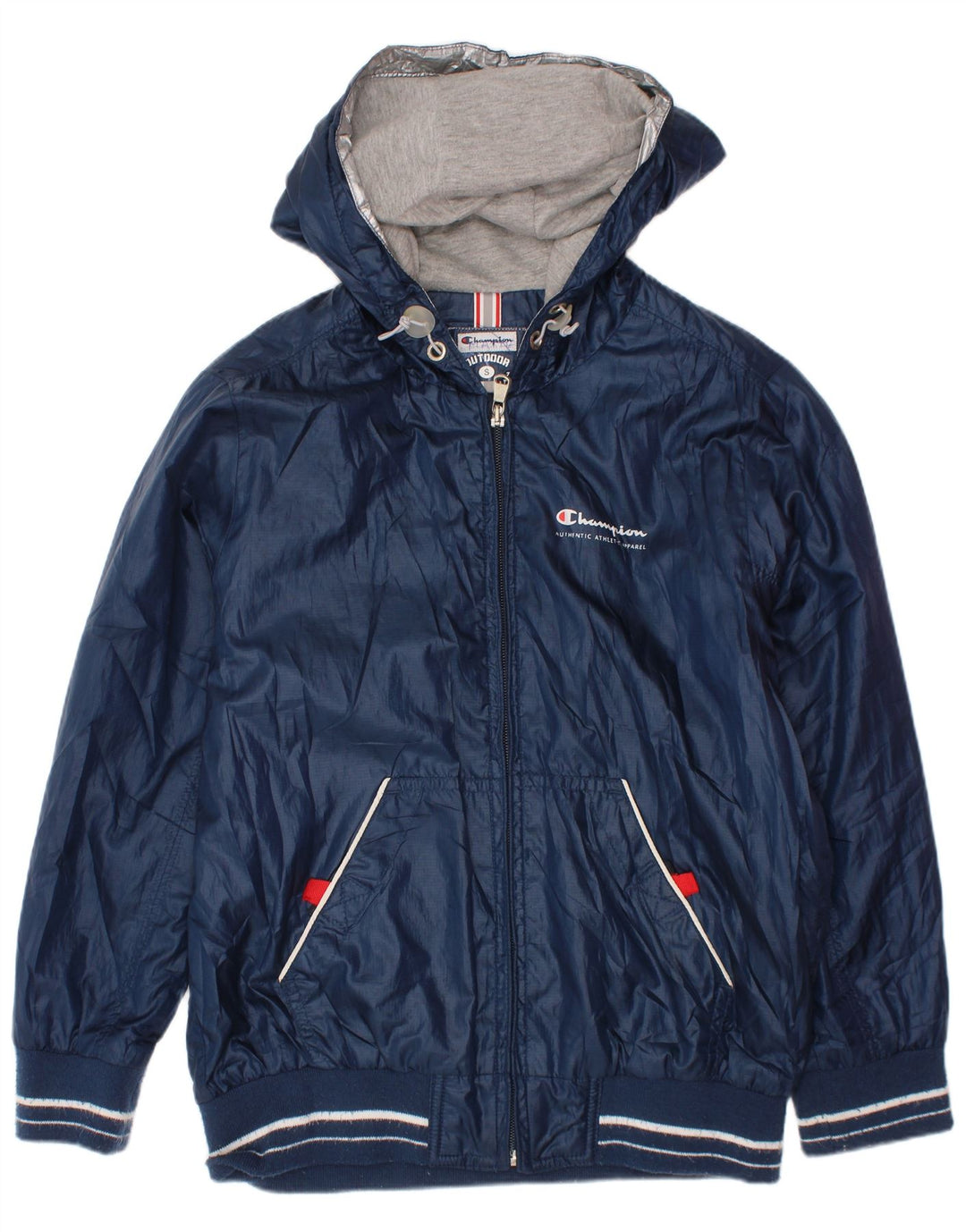 Champion Jungen-Regenjacke mit Kapuze, 7–8 Jahre, Größe S, Marineblau, Polyester
