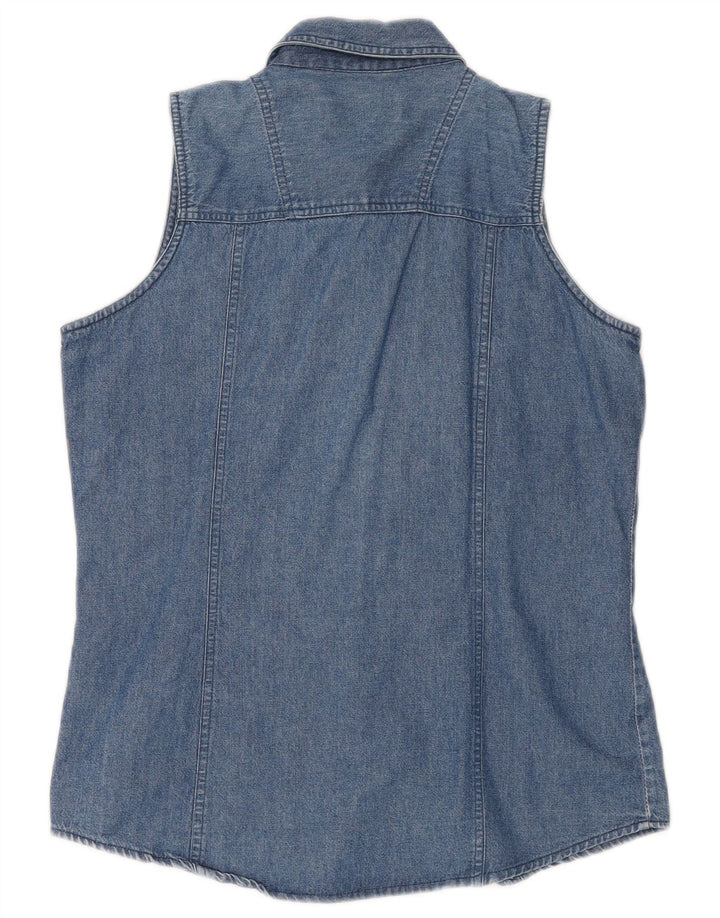 Brandon & C Damen ärmelloses Jeanshemd UK 14 Mittelblau