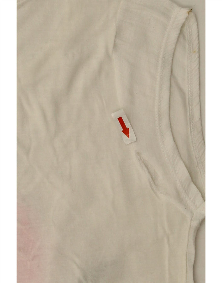Zara Damen Grafik-T-Shirt Top UK 10 Small Weiß