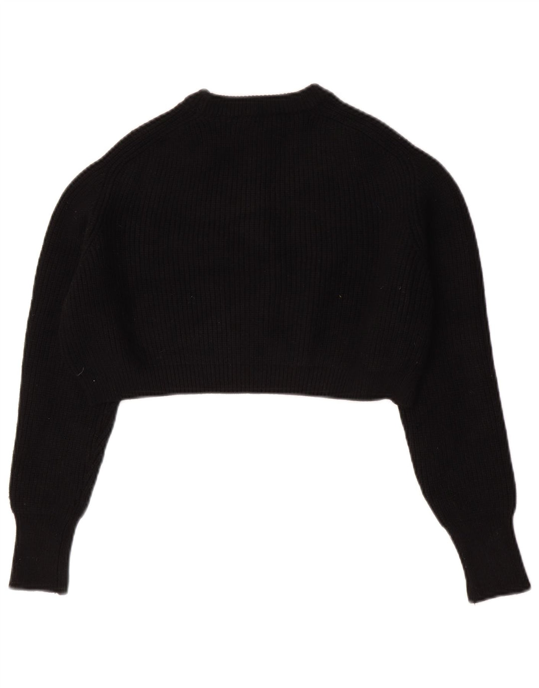 Zara Womens Crop Oversized Crew Neck Jumper Sweater UK 10 Small Black
