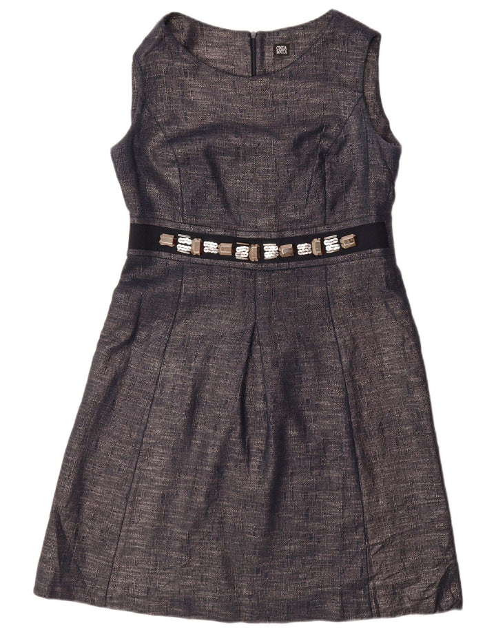 CINZIA ROCCA Damen 1-Knopf-2-teiliges Set UK 10 Small Marineblaue Baumwolle