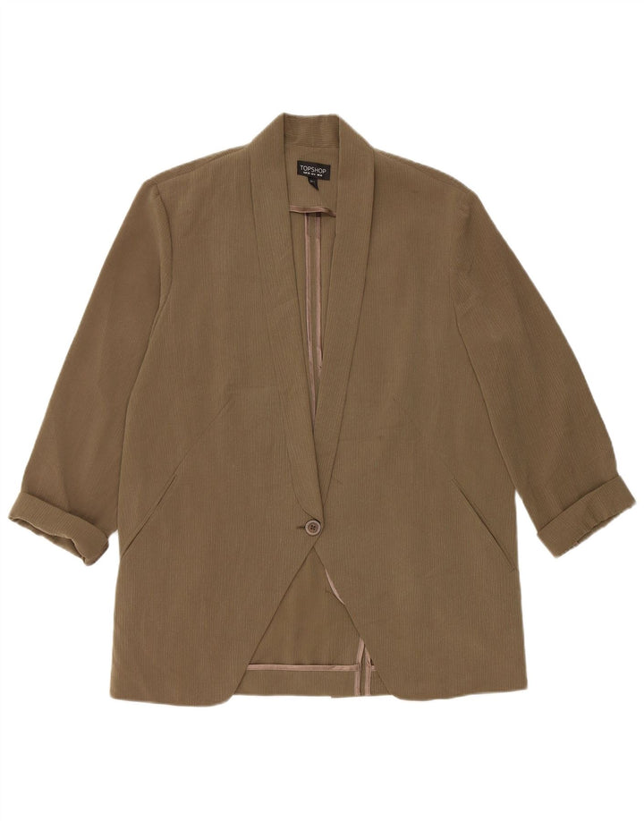 Topshop Damen-Blazer, übergroß, 1 Knopf, Gr. 10, Größe S, Khaki, Nadelstreifen