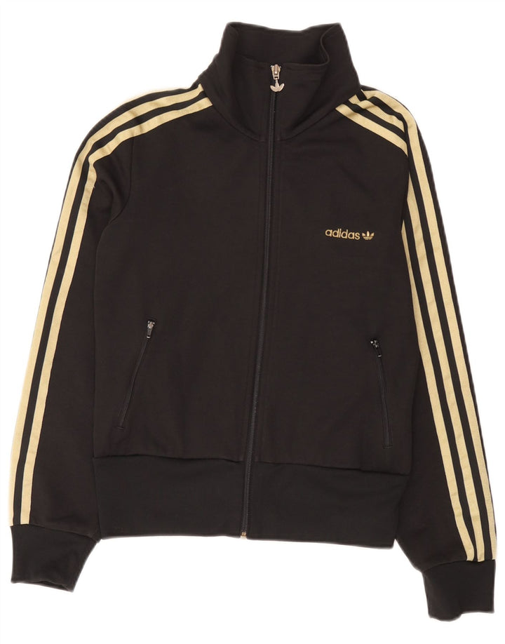 Adidas Damen Trainingsanzug Top Jacke UK 12 Medium Schwarz Baumwolle