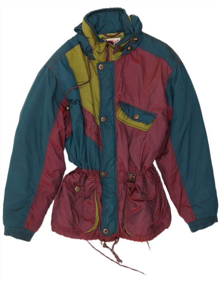 Silvy Herren-Skijacke mit Kapuze, IT 52 XL, blaues Farbblock-Polyester