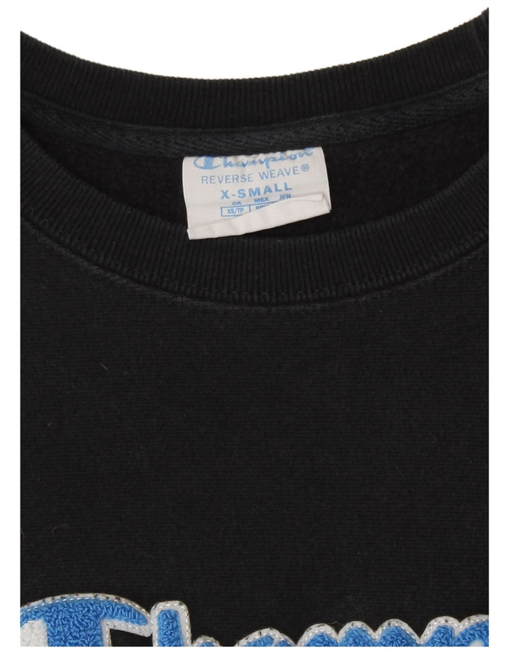 Champion Damen Crop Oversized Sweatshirt Pullover UK 6 XS Schwarz