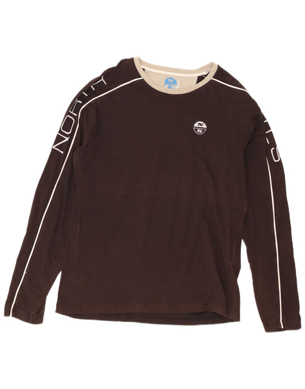 North Sails Womens Graphic Top Langarm UK 16 Large Braun Farbblock