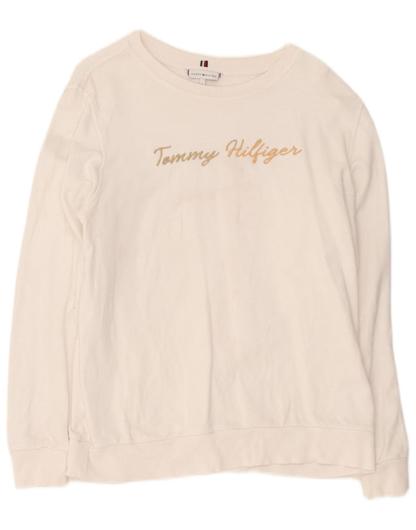 Tommy Hilfiger Damen-Sweatshirt mit Grafik, übergroß, Gr. 10, Größe S, Weiß