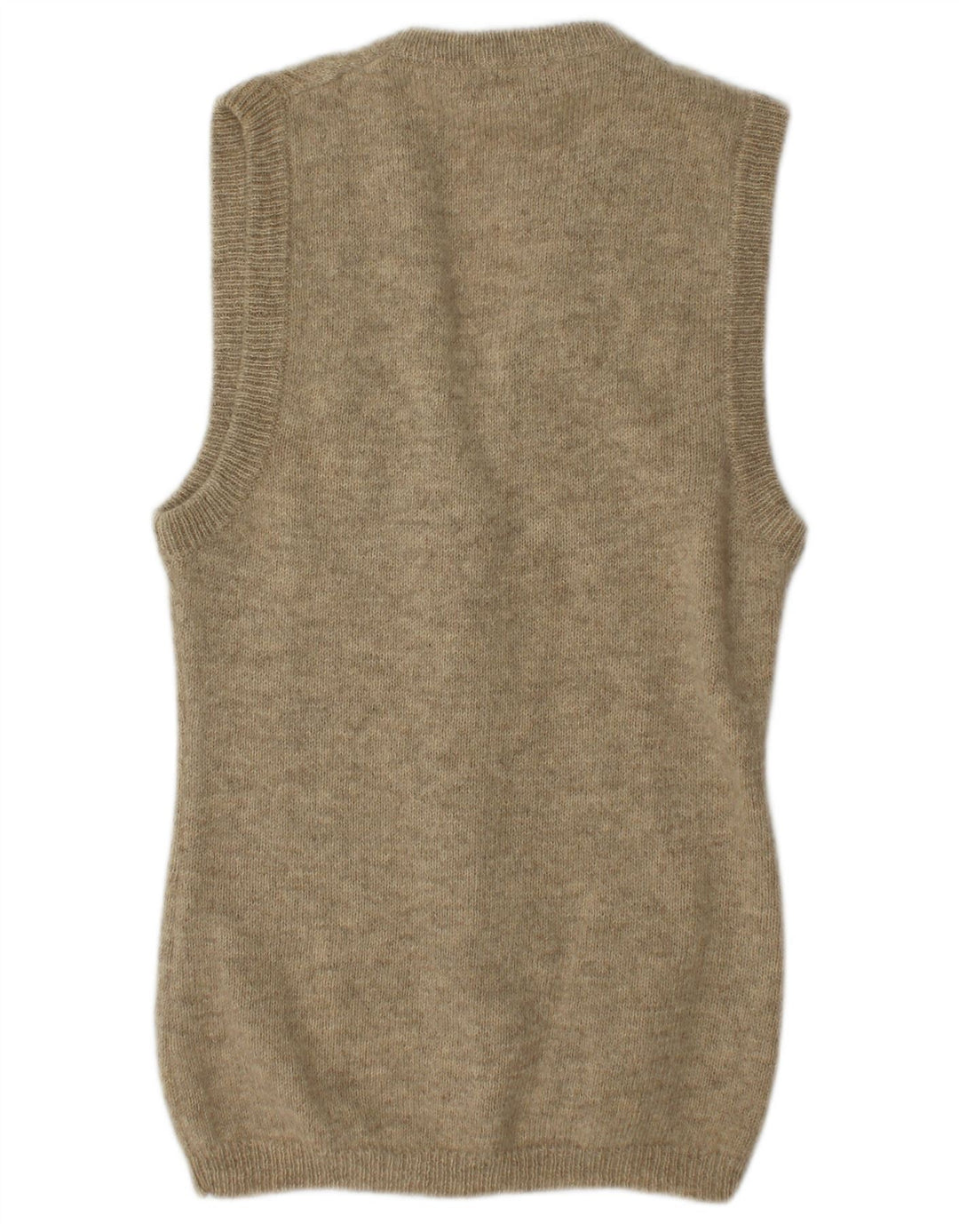 Stefanel Damen Ärmelloser Cardigan-Pullover UK 14 Mittelbeige