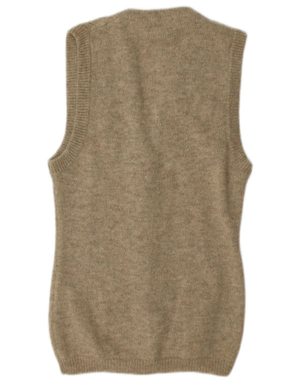 Stefanel Womens Sleeveless Cardigan Sweater UK 14 Medium Beige