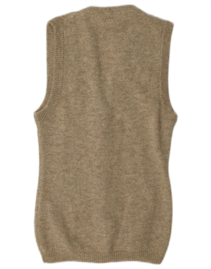 Stefanel Damen Ärmelloser Cardigan-Pullover UK 14 Mittelbeige