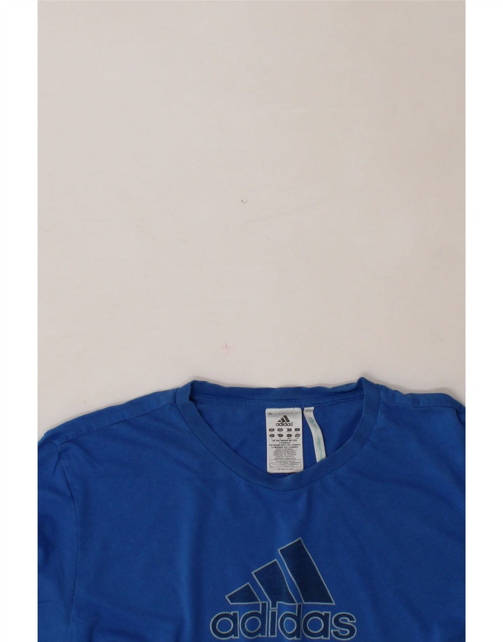 ADIDAS Mens Graphic T-Shirt Top Large Blue Cotton Vintage Adidas and Second-Hand Adidas from Messina Hembry 