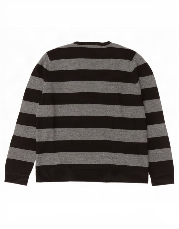 Marks & Spencer Herren-Pullover mit V-Ausschnitt, groß, grau gestreift, Acryl