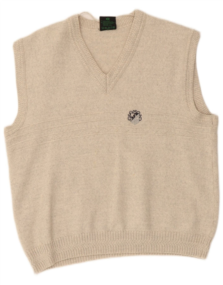 WESTBURY Herren Weste Tank Top IT 48/50 Mittelbeige gesprenkelte Wolle