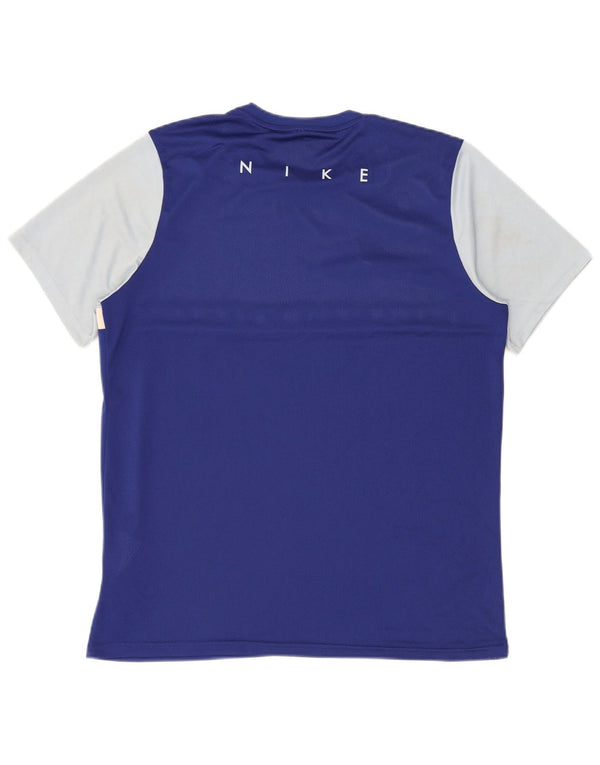 Nike Mens Dri Fit T-Shirt Top XL Blue Colourblock Polyester