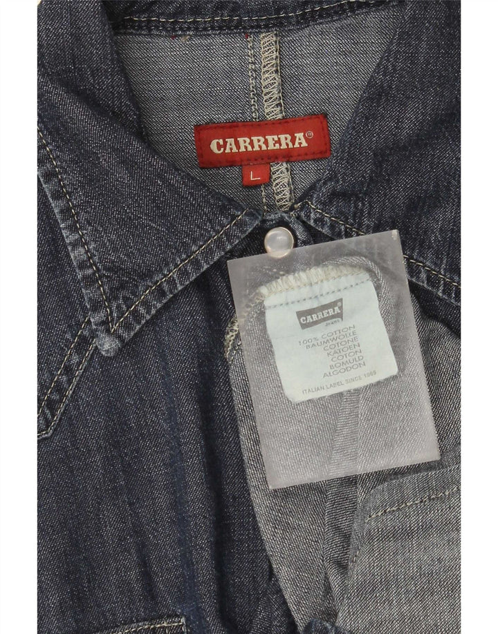 Carrera Damen Jeanshemd UK 16 Large Marineblau Baumwolle