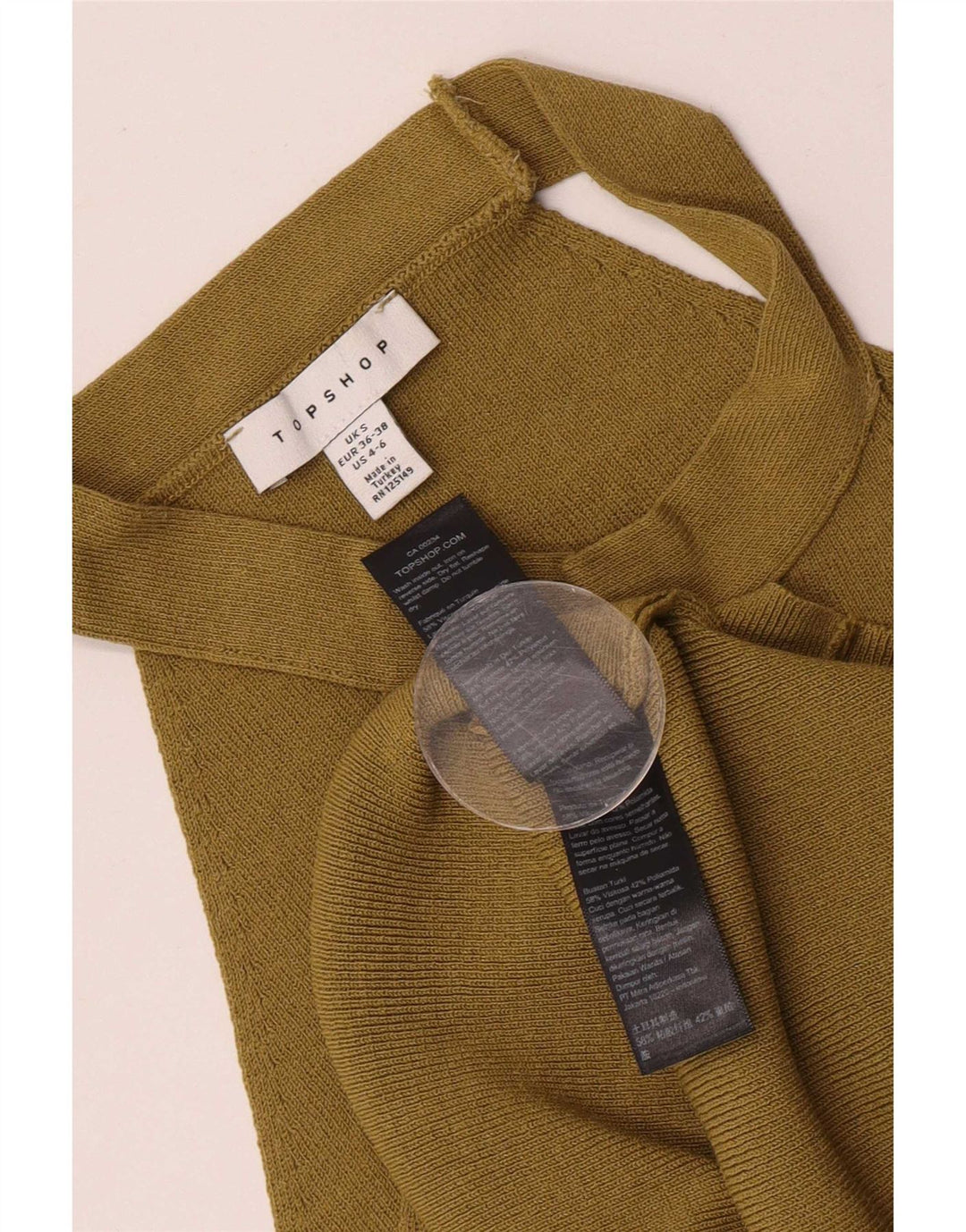 Topshop Damen Crop Neckholder Top UK 8 Small Khaki Viskose