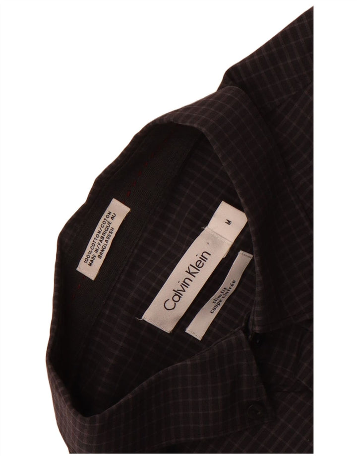 Calvin Klein Herren-Slim-Fit-Hemd aus mittelgrauer Karo-Baumwolle