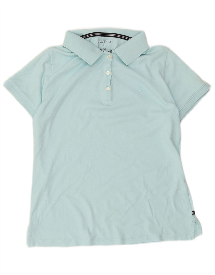 Nautica Damen Poloshirt UK 14 Mittelblaue Baumwolle