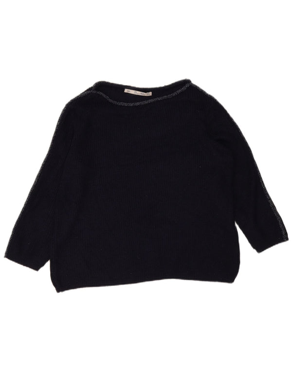 Übergroßer Damen-Pullover mit U-Boot-Ausschnitt von Zara, Gr. 40, Marineblau