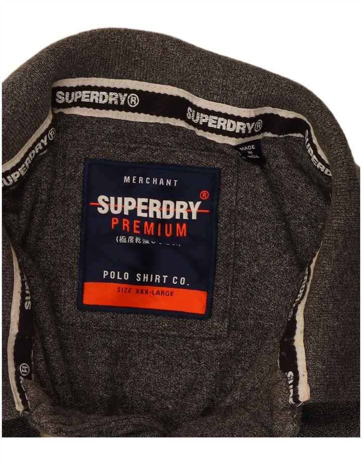SUPERDRY Herren-Poloshirt mit Grafik, 3XL, graue Baumwolle