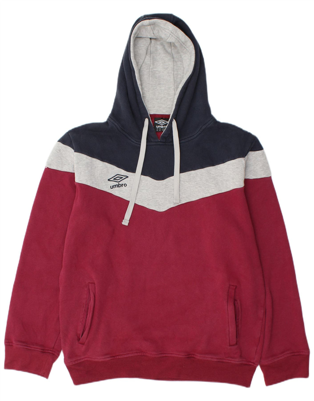 UMBRO Herren-Kapuzenpullover, XL, Burgunderrot, Colourblock-Baumwolle
