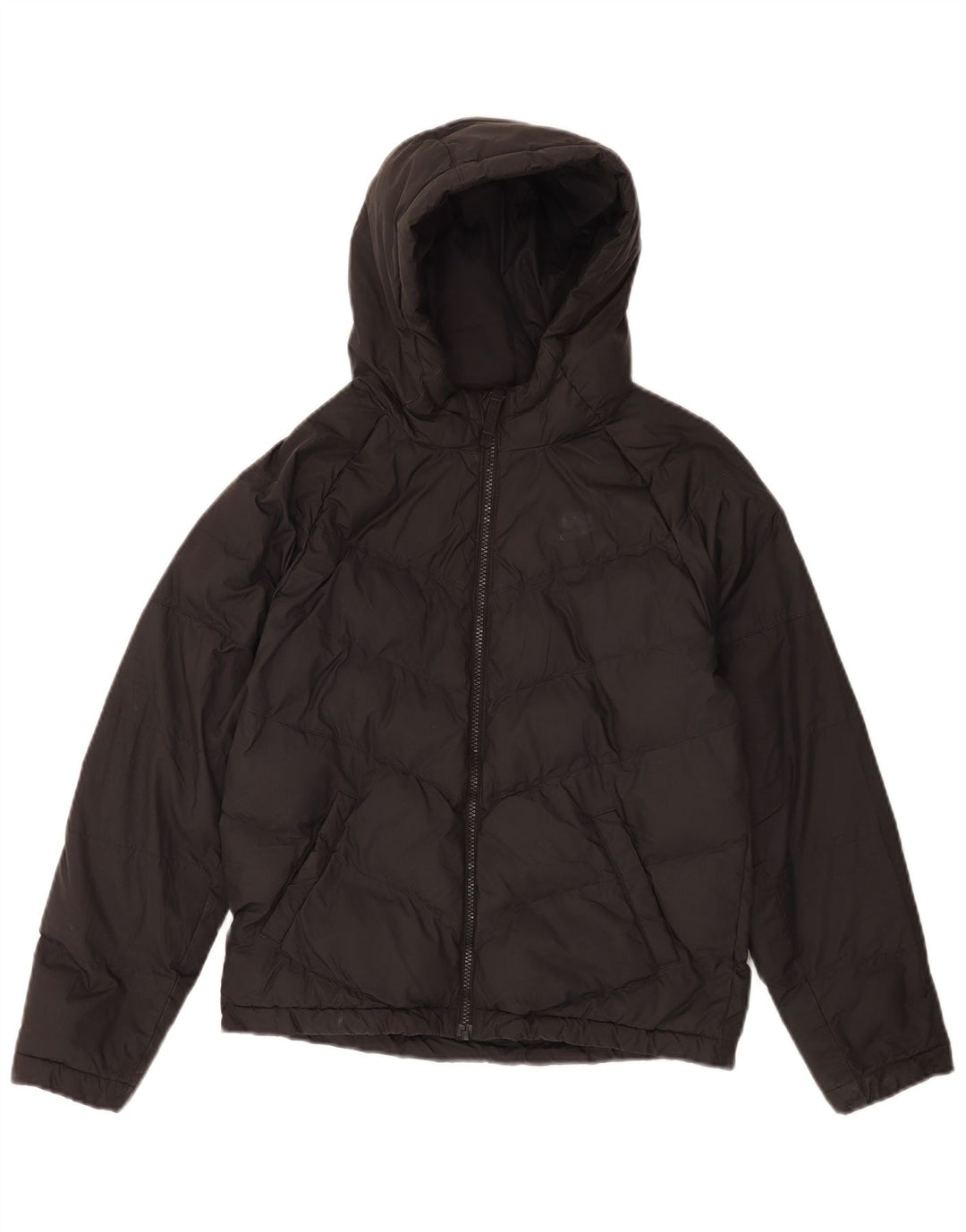Nike Mädchen-Kapuzenjacke, gepolstert, 12–13 Jahre, Größe L, aus schwarzem Polyester