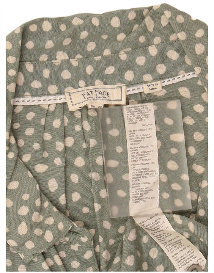 FAT FACE Damen-Hemdbluse mit Krawatte vorne, UK 20 2XL, grün gefleckt