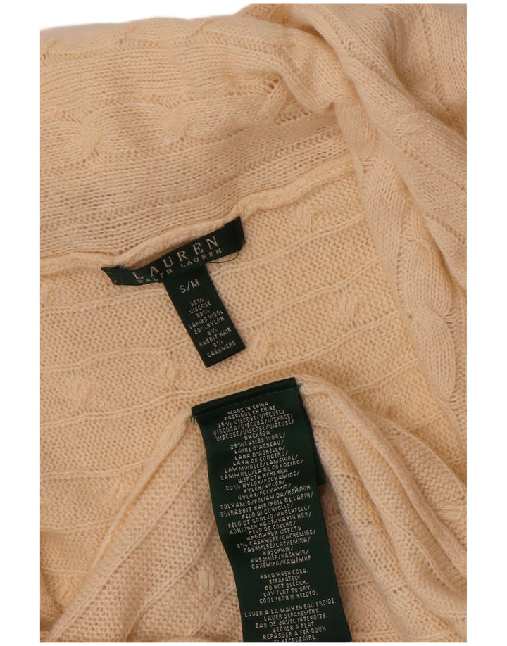 Ralph Lauren Damen-Strickjacke in Übergröße, offen, Gr. 10, Größe S, Beige
