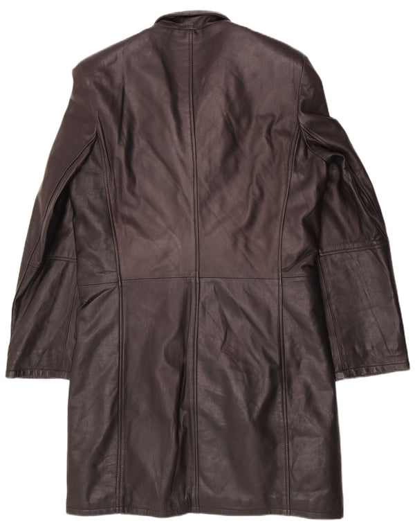 Barone Herren Ledermantel UK 36 Small Schwarz