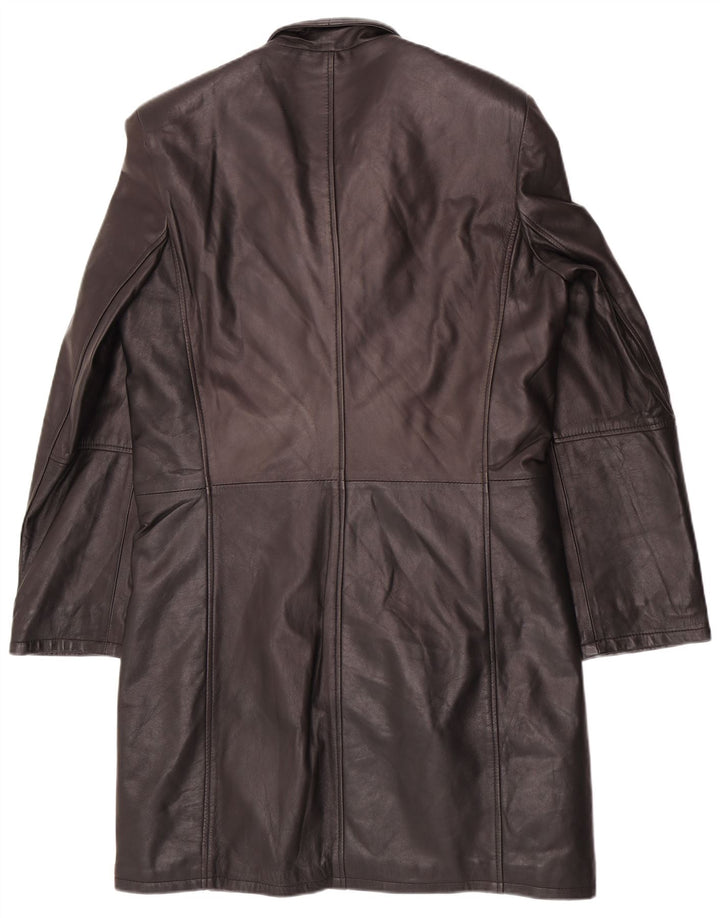 Barone Herren Ledermantel UK 36 Small Schwarz