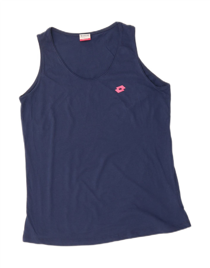 LOTTO Womens Vest Top UK 16 Large Navy Blue Cotton Vintage Lotto and Second-Hand Lotto from Messina Hembry 
