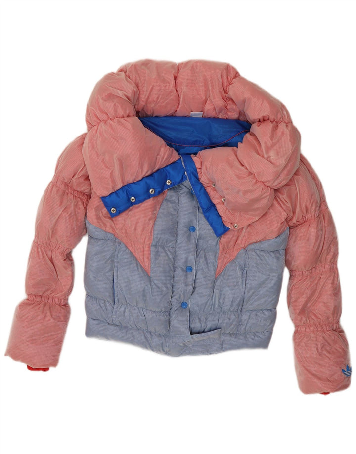 Adidas Damen Wattierte Jacke UK 12 Mittelrosa Colourblock Polyamid