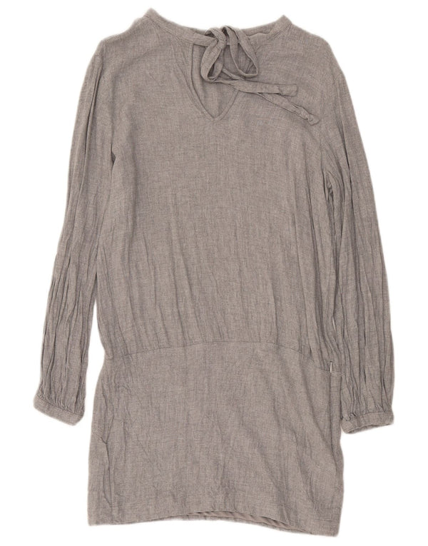 Zara Damen Trafaluc Langarm-Kleid mit tiefer Taille, UK 14, Mittelgrau