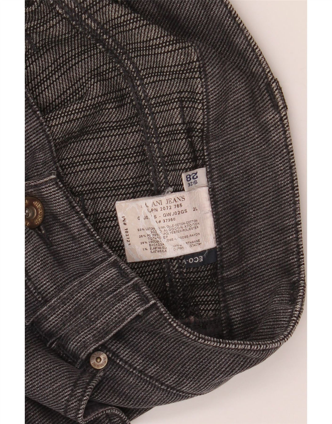 ARMANI Damen-Freizeithose mit gerader, niedriger Taille, W34, L34, grauer Nadelstreifen