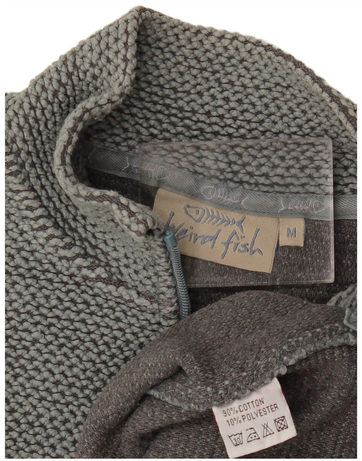 Weird Fish Herren-Sweatshirt mit Reißverschluss am Hals, mittelgrüne Baumwolle