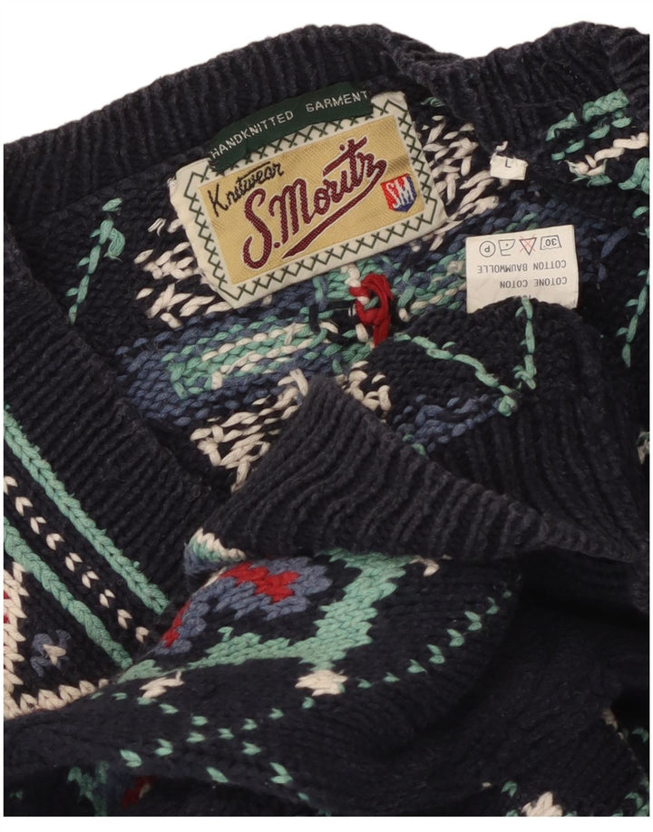 S.Moritz Damen-Pullover mit V-Ausschnitt, UK 16, Größe L, Marineblau, Baumwolle