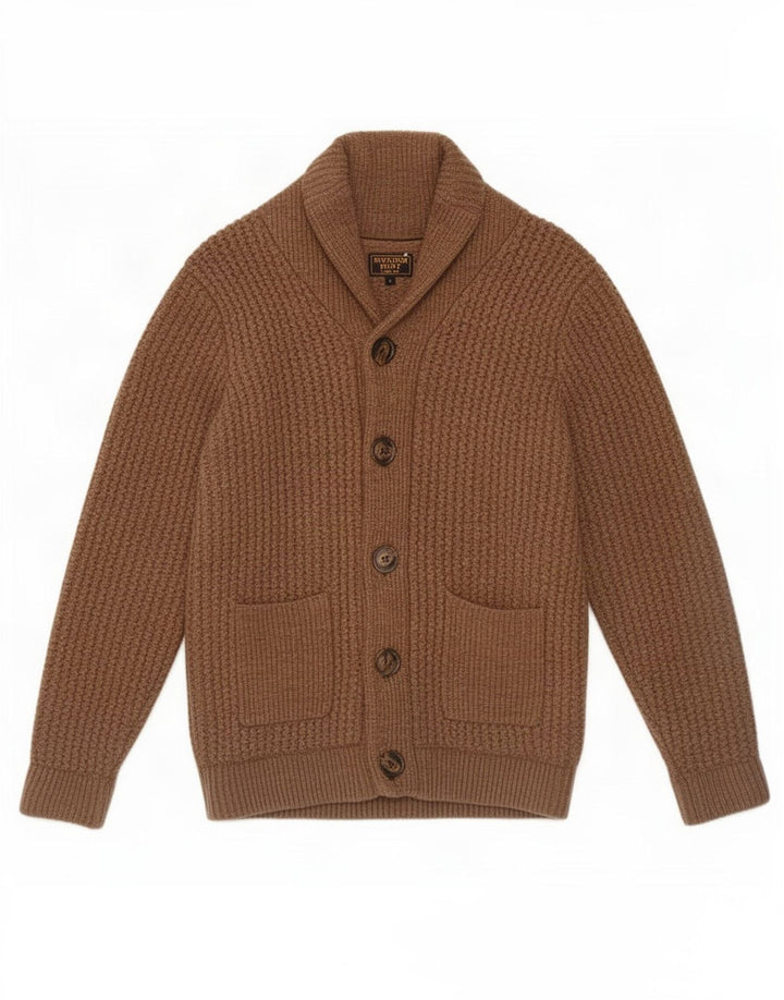 William Hunt Herren-Strickjacke, kleine braune Lammwolle