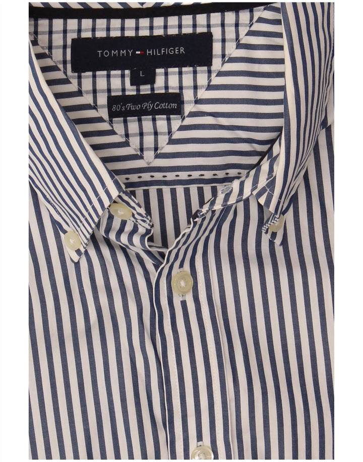 Tommy Hilfiger Herrenhemd, groß, marineblau, Nadelstreifen-Baumwolle