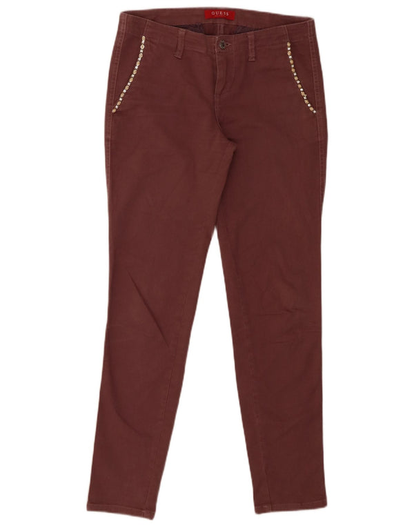 Guess Skinny Chino-Hose für Damen, W26 L27, kastanienbraune Baumwolle